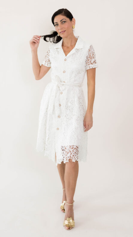 Work Attire Perla Lace Midi Dress