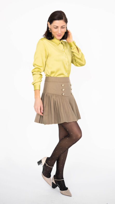 Dolina Wool Pleated Skirt